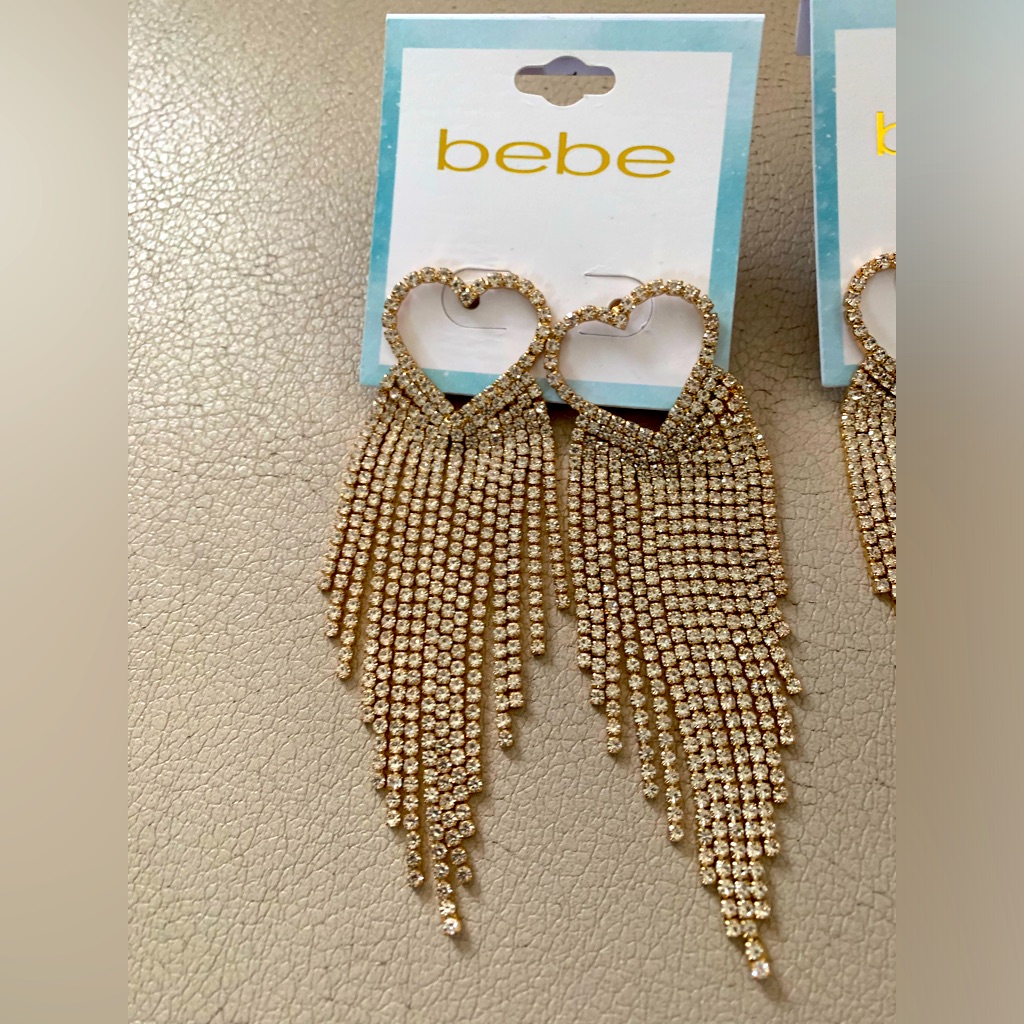 Bebe Heart Fringes Earrings 15$